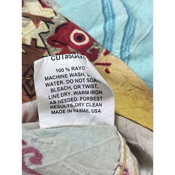 Vintage Jams World Puerta Del Sol Hawaiian Aztec Shirt Geometric Mens Size XL - Picture 7 of 8